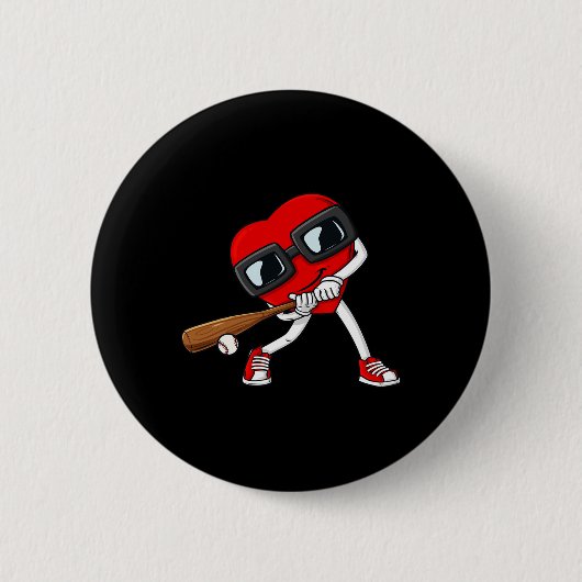 Hart Baseball Valentijnsdag Fun Boys Meisjes Kinde Ronde Button 5,7 Cm (Voorkant)