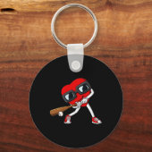 Hart Baseball Valentijnsdag Fun Boys Meisjes Kinde Sleutelhanger (Achterkant)