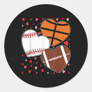 Hart Basketbal Baseball Football Boys Mannen Valen Ronde Sticker