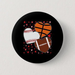 Hart Basketbal Honkbal Voetbal Jongens Heren Vale Ronde Button 5,7 Cm