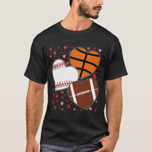 Hart Basketbal Honkbal Voetbal Jongens Heren Valen T-shirt