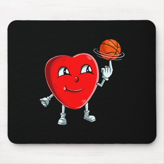 Hart Basketball Player Valentijnsdag Cute Sports Muismat (Voorkant)
