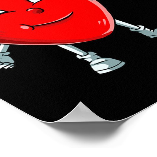 Hart Basketball Player Valentijnsdag Cute Sports Poster (Hoek)