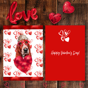 Hart Basset Hound Hondenliefhebber Valentijns Cade Feestdagenkaart