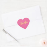 HART BAT MITZVAH modern  roze gouden script Hart Sticker<br><div class="desc">door kat massard >> WWW.SIMPLYSWEETPAPERIE.COM <<<< Love the design,  maar ik zou graag enkele wijzigingen zien - een ander kleurenschema,  product,  een foto toevoegen of aangepast voor een andere gelegenheid - zonder enige zorgen contact met mij op te nemen,  kat@simplysweetPAPERIE.com - ik help u graag!</div>