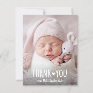 Hart bedankkaart, baby foto bedankkaart kaart