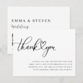 Hart bedankpas, bruiloft bedankpas briefkaart (Voorkant / Achterkant)