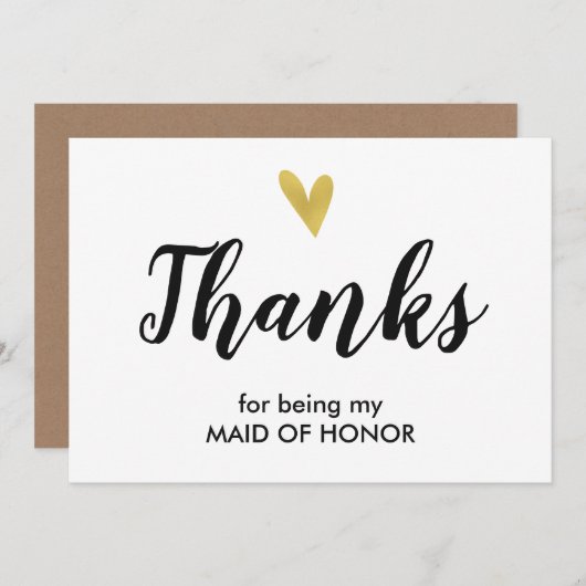 Hart | Bedankt dat je mijn Maid of Honor Kaart ben (Voorkant / Achterkant)