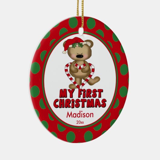 Hart Beer Baby's eerste kerst Ornament (Rechts)