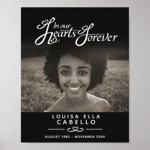 Hart begrafenisherinneringen zwart poster