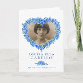 Hart begrafenisprogramma blauw vergeet-me-nots programma (Voorkant)