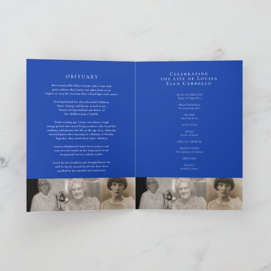 Hart begrafenisprogramma blauw vergeet-me-nots programma (Binnen)