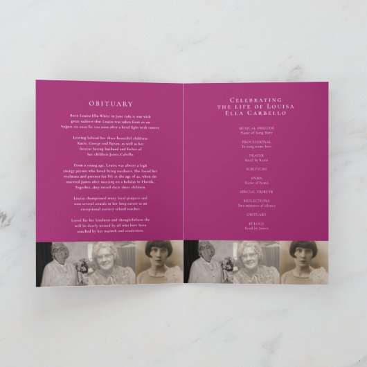 Hart begrafenisprogramma roze vergeet-me-nots programma (Binnen)