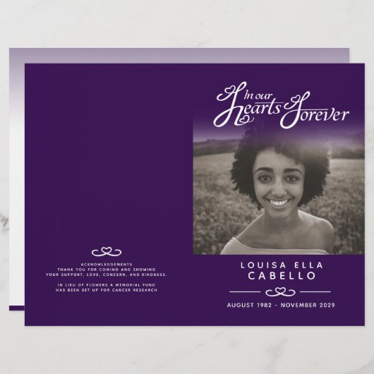 Hart begrafenisprogramma voor altijd. (Voorkant / Achterkant)