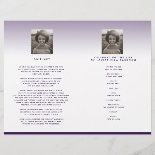 Hart begrafenisprogramma voor altijd. (Achterkant)