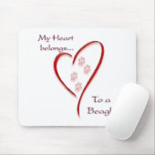 Hart behoort tot Beagle; Love Beagles; Beagle Love Muismat (Met muis)