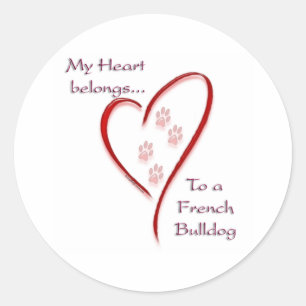Hart Behoort tot Franse Bulldog; liefde Frenchie Ronde Sticker