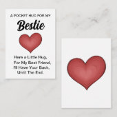 Hart Bestie Pocket knuffel Token, Denken aan jou Notitiekaartje (Voorkant / Achterkant)