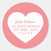Hart bewerkbare achtergrond Kleur thuisadres Ronde Sticker (Voorkant)