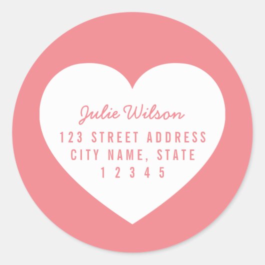 Hart bewerkbare achtergrond Kleur thuisadres Ronde Sticker (Voorkant)