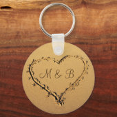 Hart bij de Beach Personalized Monogrammen Sleutelhanger (Voorkant)