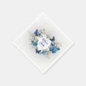 Hart Blauwe en Witte vlinders Moderne servetten (Hoek)