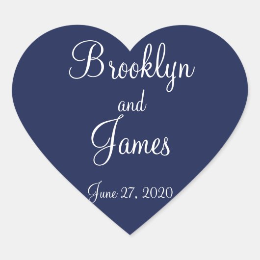 Hart Blauwe Maritieme Trouwstickers Hart Sticker (Voorkant)