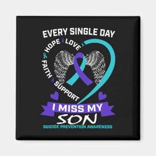 Hart Blauwgroen Paars I Miss My Son Suicide Awaren Magneet
