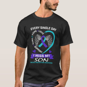 Hart Blauwgroen Paars I Miss My Son Suicide Awaren T-shirt