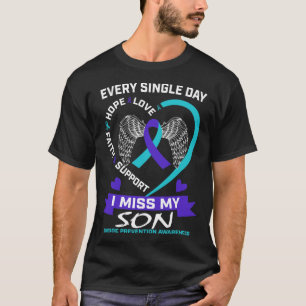 Hart Blauwgroen Paars I Miss My Son Suicide Awaren T-shirt