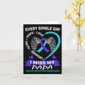 Hart Blauwgroen Paarse Ik Miss Papa Suicide Awaren Kaart (Gele Bloem)