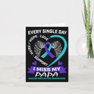 Hart Blauwgroen Paarse Ik Miss Papa Suicide Awaren Kaart