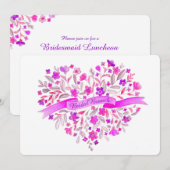 Hart bloem Boeket kunst bruids Brunch Kaart (Voorkant / Achterkant)