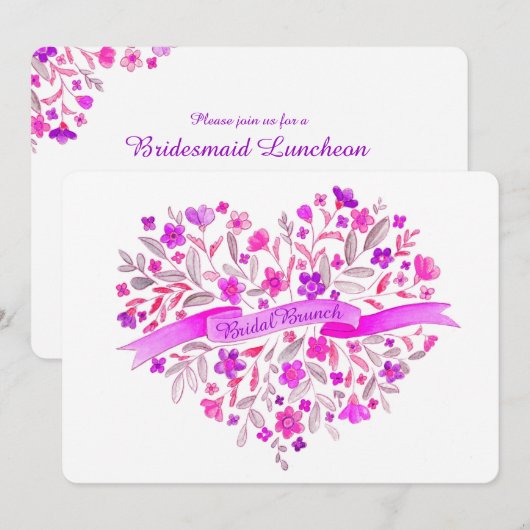 Hart bloem Boeket kunst bruids Brunch Kaart (Voorkant / Achterkant)