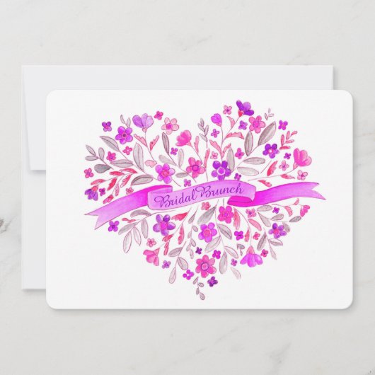 Hart bloem Boeket kunst bruids Brunch Kaart (Voorkant)