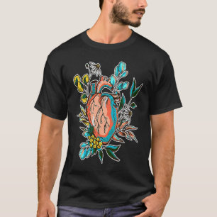 Hart Bloem Natuur Gezondheid Anatomie Illustratie T-shirt