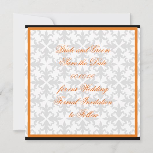 Hart Bloem Op Damast Opslag Bespaar De Datum Aanko Save The Date (Achterkant)