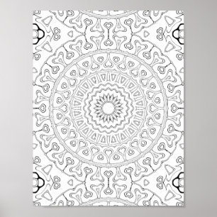 Hart Bloem Patroon Kleurplaat Ontwerp Poster
