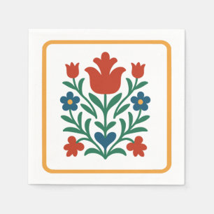 Hart & Bloemblad Bloemrijke Folk Art Feest Servet
