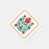 Hart & Bloemblad Bloemrijke Folk Art Feest Servet (Hoek)