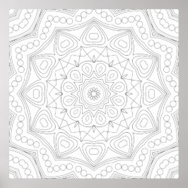 Hart Bloemblad Mandala Symmetrie Kleurplaat Kunst Poster