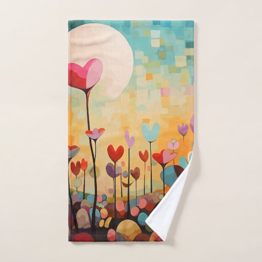 Hart bloemen abstract landschap bad handdoek (Handdoek)
