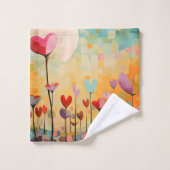 Hart bloemen abstract landschap bad handdoek (Wasdoekje)
