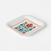 Hart & Bloemen Bloemen Folk Art Party Papieren Bordje (Gebogen)