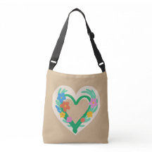 Hart Bloemen Canvas tas