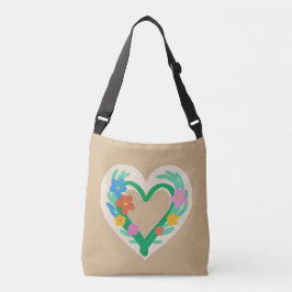 Hart Bloemen Canvas tas