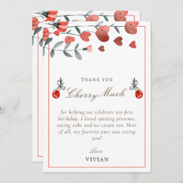 Hart Bloemen Cherry Op Top Verjaardag Dank u kaart