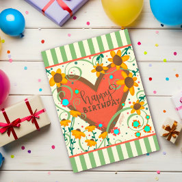 Hart Bloemen Daisy Leuk Verjaardag Inspirivity Kaart