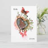 Hart, bloemen en vlinders Uitnodiging (Staand voorkant)