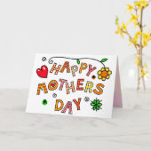 Hart Bloemen Gelukkig Moederdag Plezier Whimsical Kaart (Gele Bloem)